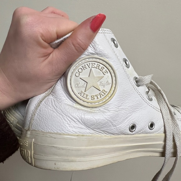 White leather High-Top Sneakers converse - Picture 5 of 7